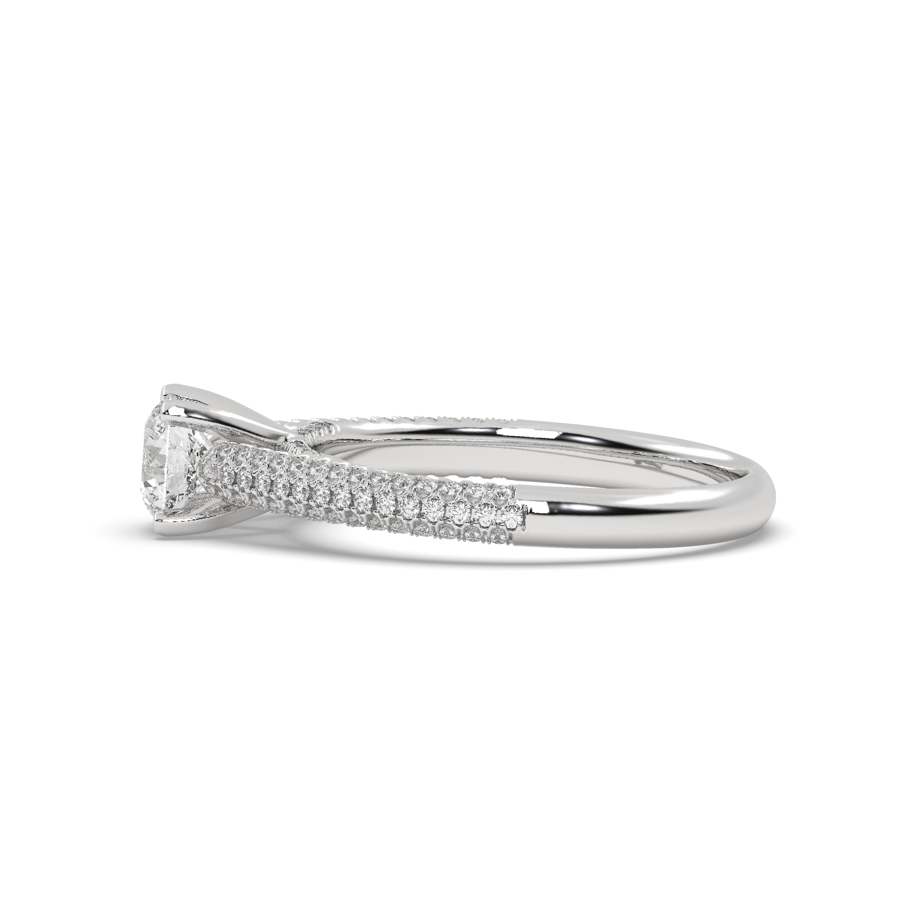 White Gold Studded 1.12 Carat Lab Grown Diamond Ring-E Color VS1 Clarity.